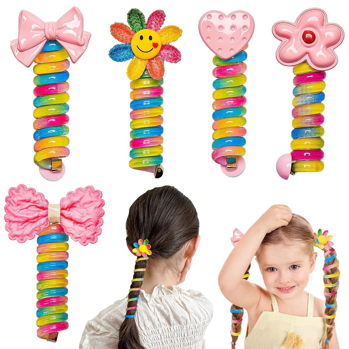 PALAY 5pcs Wire Hair Bands for Girls Kids Braided Spiral Hair Ties Cute Cartoon Ponytail Maker Elastic Braids Hair Accessories for Girls PALAY 5pcs Wire Hair Bands for Girls Kids Braided Spiral Hair Ties Cute Cartoon Ponytail Maker Elastic Braids Hair Accessories for Girls